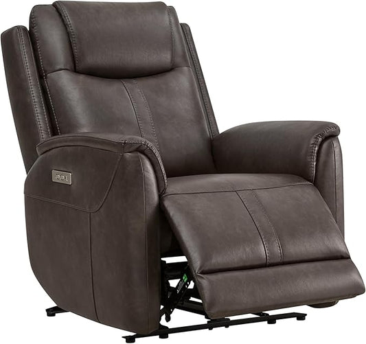 CHITA Super Zero Gravity Power Recliner Chair for Adults, Electric Faux Leather Recliner with USB & Type-C Charging Ports for Living Room, Bedroom & Home Theater Relaxation, Chocolate