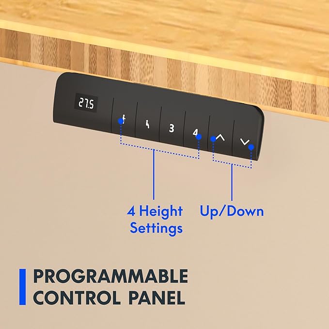 FLEXISPOT E3 Bamboo Dual Motor 72 x 30 Electric Standing Desk Sit Stand Up Desk, Holds 220 lbs, Adjustable Height w/ Memory Presets, Solid Bamboo Desktop & Black Frame, Ships in 2 Boxes