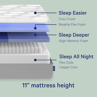 Casper Sleep Original Hybrid California King Mattress – Medium Feel with Zoned Support – Motion Isolation – Breathable, Cooling Memory Foam – 100-Night Trial – CertiPUR-US