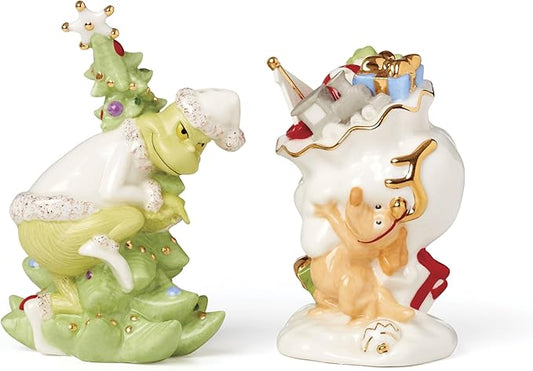 Lenox 896340 Merry Grinchmas Salt & Pepper Set, 2-Piece, Green, Christmas & Holiday Hosting