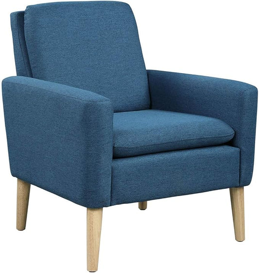 Lohoms Accent Chair for Living Room, Comfy Upholstered Reading Leisure Chair for Bedroom, Mid-Century Modern Armchair, Linen Fabric Single Sofa Chair for Apartment, Waiting Room, Navy Blue