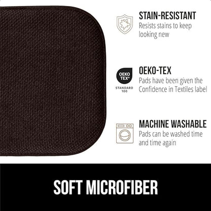 GORILLA GRIP Chair Cushions, Set of 8, 16x16, Memory Foam Pads for Dining Room, Kitchen Table, Office Desk, Rocking Chairs, Stay in Place Backing, Comfortable Microfiber Seat Cover Pad Cushion, Brown