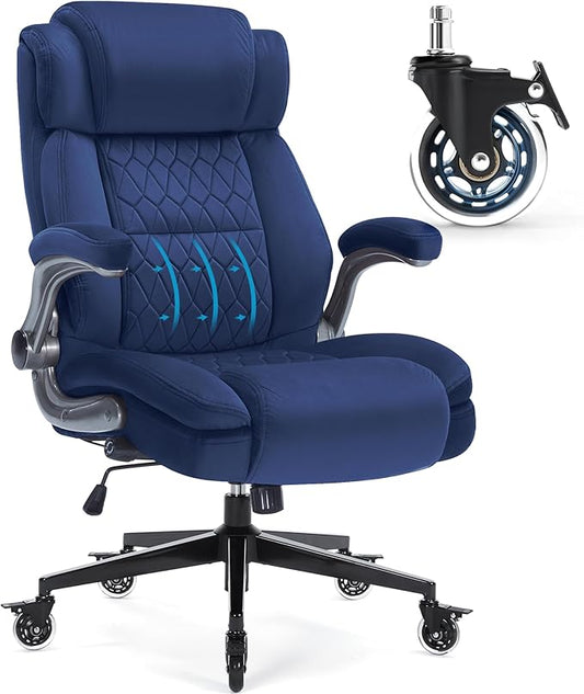 Large High Back Office Chair with Flip Arms- Executive Desk Chair with Locking Wheels, Adjustable Lumbar Support, Ergonomic Breathable Fabric Computer Chair Prevents Cats Scratching
