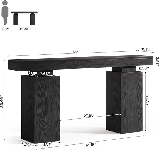 Tribesigns 63-Inch Long Console Table, Farmhouse Entryway Table Behind Couch, Wooden Foyer Stand Entry Station, Modern Hallway Accent Furniture for Living Room Decor, Entrance, Black