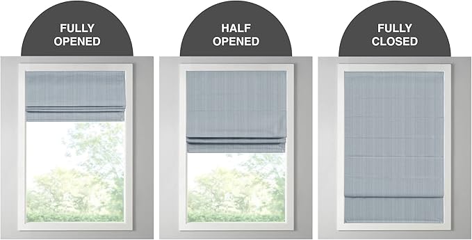 Madison Park Galen Cordless Roman Shade, 39"W x 64"H, Sheen Blue – Room Darkening, Thermal Insulated, Energy Efficient Window Blind with Subtle Sheen Basketweave Fabric for Privacy