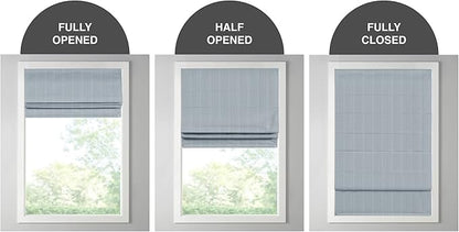 Madison Park Galen Cordless Roman Shade, 27"W x 64"H, Sheen Blue – Room Darkening, Thermal Insulated, Energy Efficient Window Blind with Subtle Sheen Basketweave Fabric for Privacy
