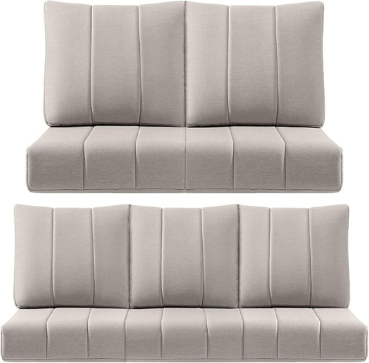 Luxury 24x24x6 Inch Kitty Outdoor Cushions for 5 Peice Patio Furniture Set - Set of 5 Water-Resistant Pillow for Dining Rocking Swivel Chairs Loveseat Couch Sectional Sofa - Beige