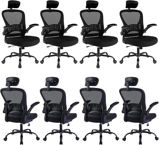 8 Pack Office Chair Ergonomic Desk Chair Comfort Adjustable Height with Wheels，Lumbar Support Mesh Swivel Computer Home Office Chair,Conference Room Chairs