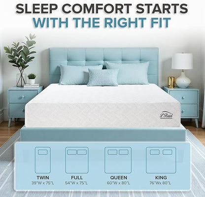 L’Baiet 10 Inch Gel Memory Foam Mattress, Queen Size - Bed in a Box - Medium Firm - Breathable Cooling-Gel Comfort Technology - Pressure Relief Comfy Support Soft Fabric Cover - CertiPUR-US Certified