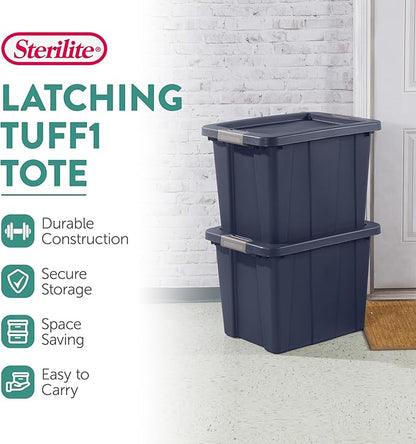 Sterilite 6-Pack Storage Bins with Lids, Heavy Duty Totes, Tuff1, 18 Gallon, Dark Indigo