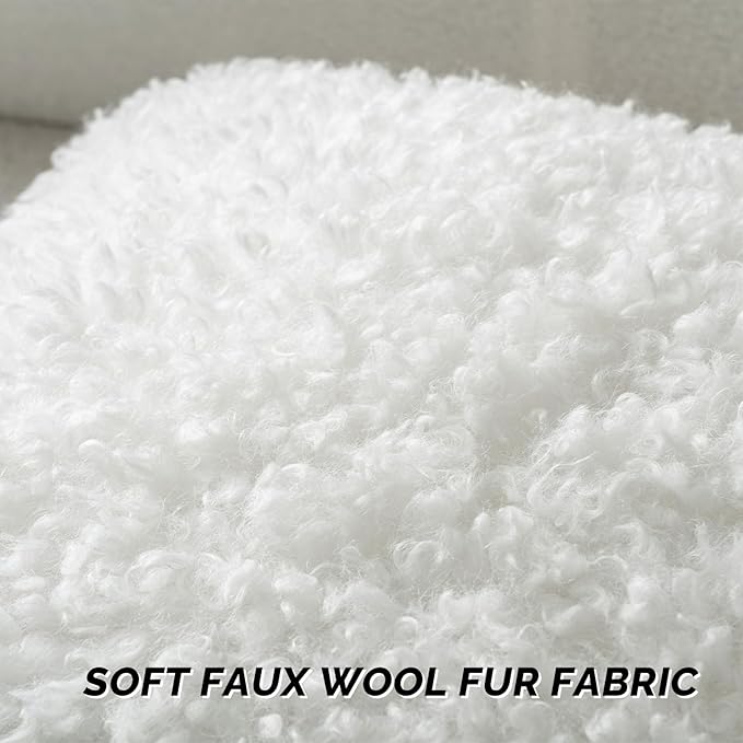 FUTEI Cream White Decorative Throw Pillow Covers 22x22 Inch Set of 2,Soft Fluffy Faux Wool Fur Boucle Textured Cushion Case,Modern Home Decor for Couch Bed Living Room Office