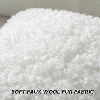FUTEI Cream White Decorative Throw Pillow Covers 24x24 Inch Set of 2,Soft Fluffy Faux Wool Fur Boucle Textured European Cushion Case,Modern Home Decor for Couch Bed Living Room Office