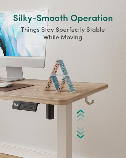 CubiCubi Electric Standing Desk 40 x 24 Inches, Height Adjustable Sit to Stand Desk, Home Office Computer Desk with Splice Board, Maple