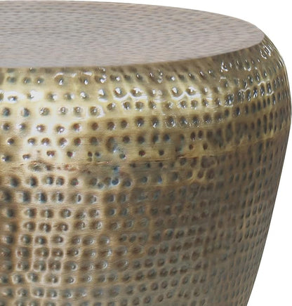 SIMPLIHOME Preston Modern Industrial 22 inch Wide Metal Metal Side Table in Antique Gold, Fully Assembled for the Living Room and Bedroom