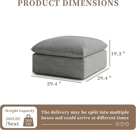 Ottoman,Down Fill Comfort Footrest,Down Filled Spill & Stain-Resistant Cloud Couch,L Shape U Shape Cloud Modular Sectional Sofa for Living Room,Apartment,Office,Dark Grey