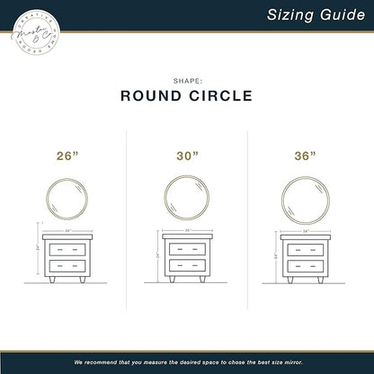 MCS Master & Co. 37.75in Round Metal Brass Mirror, Modern Wall Hanging Large Mirror for Bathroom, Bedroom & Livingroom