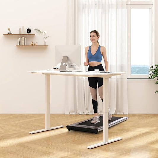 FLEXISPOT E3 Dual Motor 60 x 24 Electric Standing Desk Sit Stand Up Desk, Holds 220 lbs, Adjustable Height w/Memory Presets, One-Piece White Desktop & White Frame, Ships in 2 Boxes