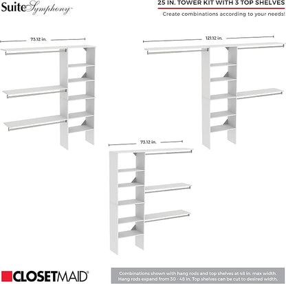 ClosetMaid SuiteSymphony Closet Organizer with Shelves and 3 Drawers, 25-Inch-Natural Gray