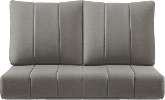 Luxury 24x24x6 Inch Kitty Outdoor Seat Cushions - Set of 2 Water Resistant Patio Chair Comfortable Cushion for Rattan Dining Rocker Glider Chairs Loveseat Couch Sectional Sofa - Grey