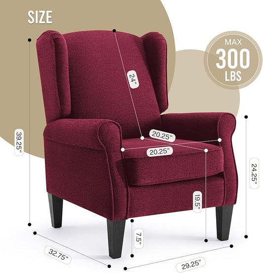 Accent Chair, Modern Living Room Chairs with Wingback, Comfy Upholstered High Back Single Sofa for Bedroom, Mid-Century Reading Armchair Sillas para Sala