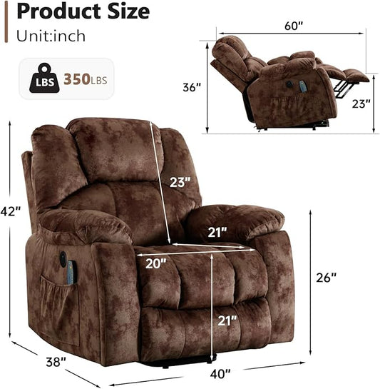 CANMOV Large Power Lift Recliner with Massage and Heat for Elderly, Heavy Duty Lift Recliner for Seniors with USB Port, 2 Hidden Cup Holders (Camel Brown)
