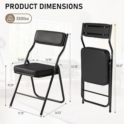 10 Pack Padded Folding Chairs with Cushion, Foldable Dining Chair Set Portable Indoor Outdoor Stackable Folding Chairs with Steel Frame for Home Office Events Wedding Party Black