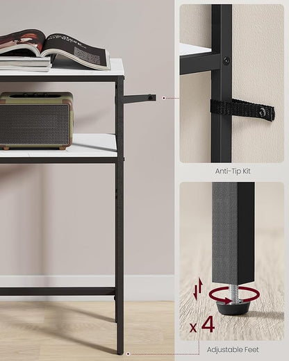 VASAGLE Console Table, 2-Tier Narrow Sofa Table with 2 Shelves, 7.9 x 31.5 x 31.5 Inches, for Living Room, Hallway, Entryway, Marble White and Ink Black ULNT130W59V1