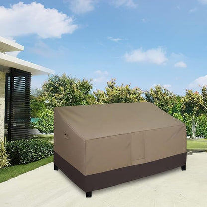 Easy-Going Waterproof & Windproof Outdoor Loveseat Couch Cover, Heavy Duty, Deep 2-Seater, Air Vent (90Wx40Dx32H inch, Camel/Dark Brown)