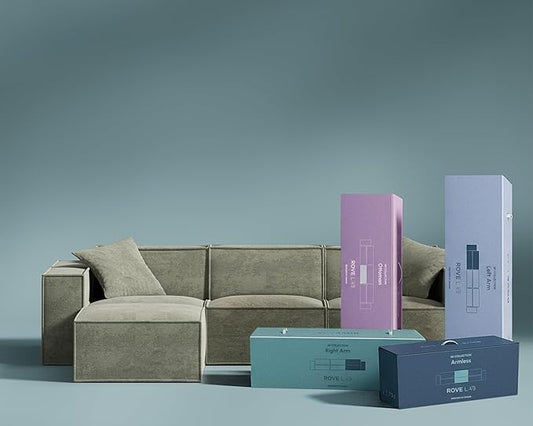ROVE LAB M1 Modular Sectional Sofa with Ottoman, Sofa in a Box, PetFriendly Modular Couch, Spill-Resistant,Sustainable, Stylish, Modern Sectional Couch for Living Room with SmartFoam Comfort
