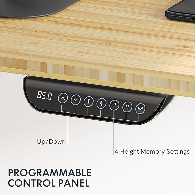 FLEXISPOT E6 MAX Bamboo 72x30 Inch Dual Motor 3-Stage Heavy Duty Standing Desk, 330lbs Weight Capacity, Height Adjustable Desk w/Cable Management & Wheels (Solid Bamboo Curved Desktop + Black Frame)
