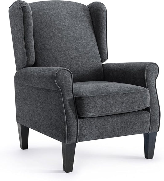 Dark Grey Accent Chairs, Modern Living Room Single Wingback Sofachair, Classic Bedroom High Back Reading Seats, Bussiness Upholstered Arm Chairs for Office, Guest Room