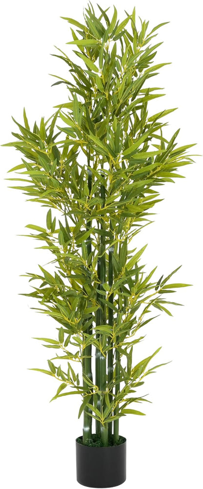 Christopher Knight Home Alene Set of 2 60.75''H Artificial Tree Indoor, Artificial Bamboo Tree with Nursery Pot, Faux Tree with Black Plastic Pot for Living Room, Artificial Plant for Home Decor,Green