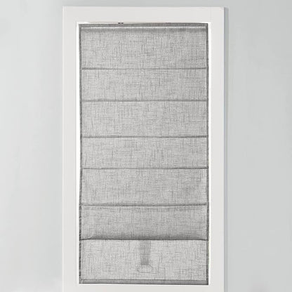Madison Park Kyler Cordless Roman Shades - Single Panel, Lightweight Linen Blend Fabric, Natural Design, Easy Installation, Light Filtering Window Blind, Bedroom, Living Room Decor 34" W x 64" H Grey