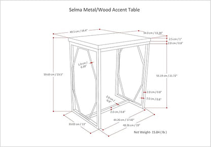 SIMPLIHOME Selma Contemporary 20 Inch Wide Metal and Wood Accent Side Table in Natural, Gold, For the Living Room and Bedroom