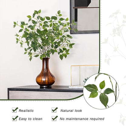 Eucalyptus Stems 32" Fake Plants Greenery for Vase Artificial Plants Indoor Bay Leaves Bathroom Decor Fake Leaves Greenery Stems Dining Room Decor Nordic (6PCS)