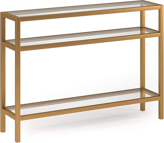 Henn&Hart 42" Wide Rectangular Console Table in Brass, Entryway Table, Accent Table for Living Room, Hallway
