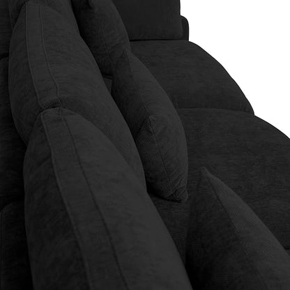 Modular Cloud Sofa, 192" Cloud Sectional Couches with Deep Seat,Down Filled Linen U-Shape 8-Seater Couch with Ottoman for Living Room, Washable Cover, Wide Armrest in Black