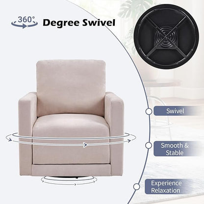 INZOY Swivel Accent Chair Set of 2, Comfy 360° Swivel Chair with Hidden Storage, Upholstered Chenille Square Chair for Living Room Bedroom Small Spaces, Fully Assembled, Beige