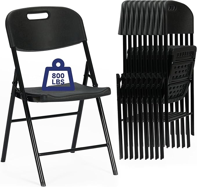 60 Pack Thicker 800 LBS Black Folding Chairs, Commercial Grade Folding Chair, Foldable Chairs for Events