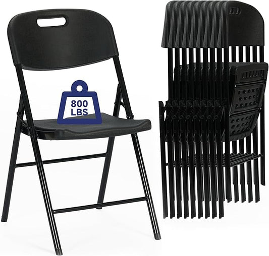 40 Pack Thicker 800 LBS Black Folding Chairs, Commercial Grade Folding Chair, Foldable Chairs for Events
