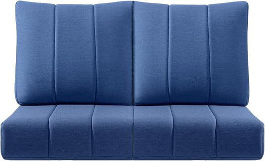 Luxury 24x24x6 Inch Kitty Outdoor Seat Cushions - Set of 2 Water Resistant Patio Chair Comfortable Cushion for Rattan Dining Rocker Glider Loveseat Couch Sectional Sofa - Navy Blue