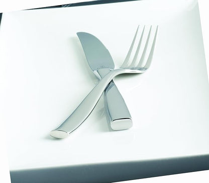 Fortessa Lucca 18/10 Stainless Steel Flatware Solid Handle Table Knife, Set of 12, Silver