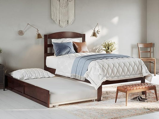 AFI, Warren Twin Platform Bed with Twin Trundle, Walnut