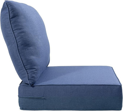 Luxury 24x24x6 Inch Outdoor Seat Cushions - Set of 2 Water Resistant Patio Chair Comfortable Cushion for Porch Set Rattan Dining Rocker Glider Loveseat Couch Sectional Sofa - Navy Blue