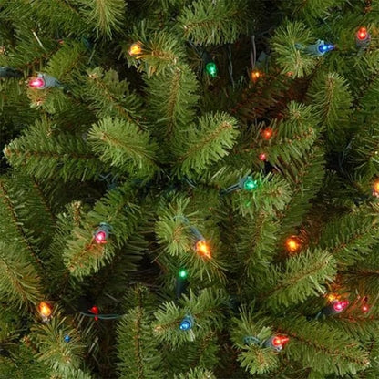 National Tree Company 7 ft Pre-Lit Kingswood Fir Slim Artificial Christmas Tree, 300 Multicolor Lights, 892 Tips, Includes Stand, Green