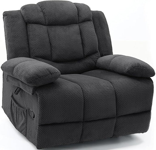 Recliner Chair Oversized 360° Swivel Rocker Recliners with Massage and Heating Theater Chairs Lounge Sofa Adults Lazy Sofas Single Couch for Living Room Overstuffed Armrests XL (Grey)