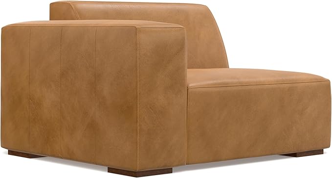SIMPLIHOME Rex Modular Sofa and Ottoman Set in Full-Grain Genuine Leather, Sienna, 88-inch-Wide 2-Seater Leather Couch and Matching 34-inch-Wide Table Ottoman for Living Room