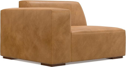 SIMPLIHOME Rex Modular Sofa and Ottoman Set in Full-Grain Genuine Leather, Sienna, 88-inch-Wide 2-Seater Leather Couch and Matching 34-inch-Wide Table Ottoman for Living Room