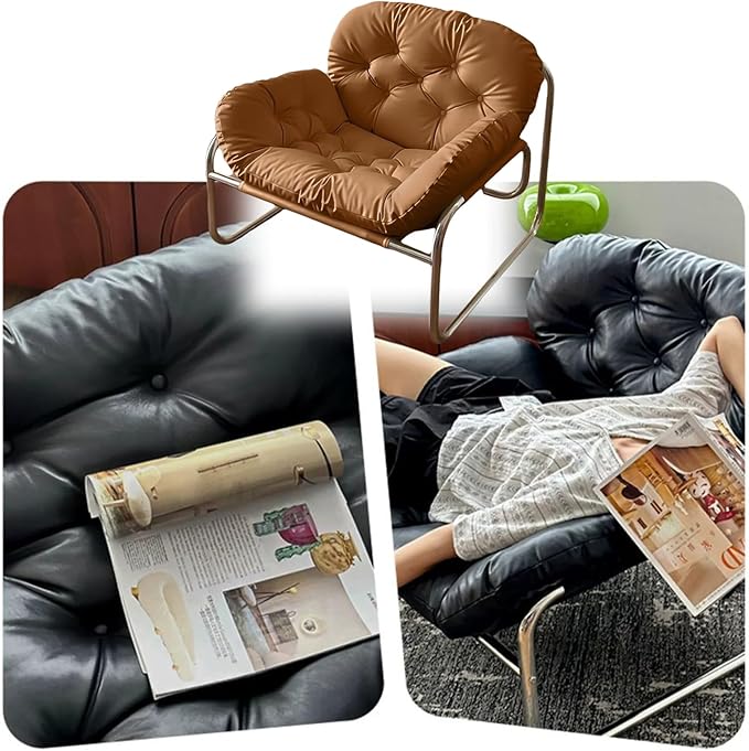 Thick Cushioned Recliner Sofa, Lazy Chair with Upholstery and Footrest, for Living Room, Bedroom, Dorm Brown A