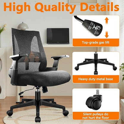 CLATINA 500lbs Big and Tall Office Chair Heavy Duty Mesh Ergonomic Computer Chairs with Adjustable Lumbar Support and Wide Comfy Seat for Home Office Conference Heavy People, Black(4 Pack)